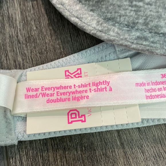 Victoria's Secret PINK Wear Everywhere Tee Shirt Lightly Lined Gray Bra NEW - Picture 3 of 7